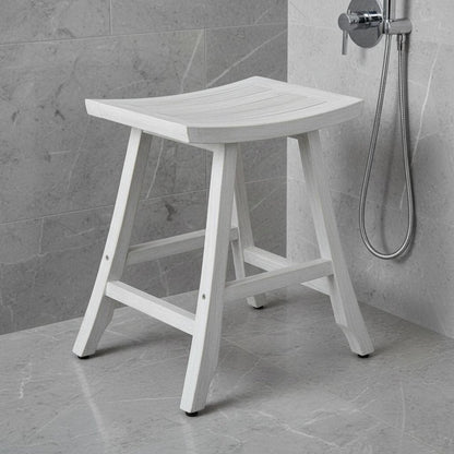 24" X 20" White Teak Square Shower Bench HomeRoots