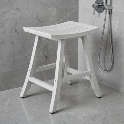 24" X 15" White Teak Square Shower Bench HomeRoots