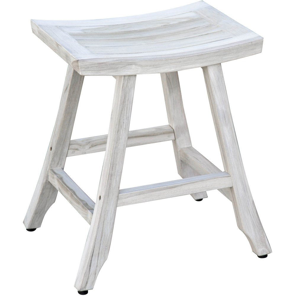 24" X 15" White Teak Square Shower Bench HomeRoots