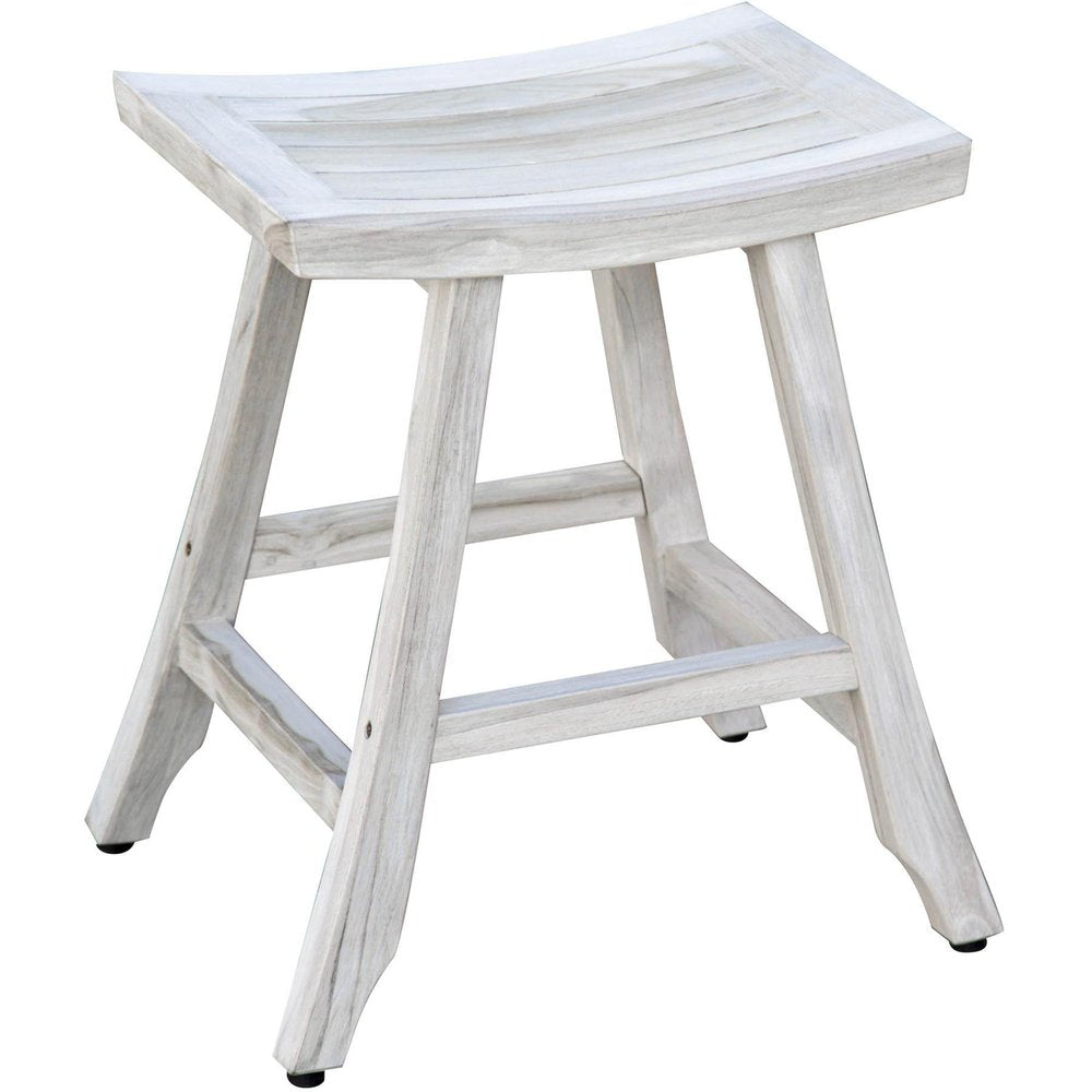 24" X 20" White Teak Square Shower Bench HomeRoots