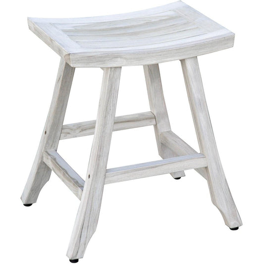 24" X 20" White Teak Square Shower Bench HomeRoots