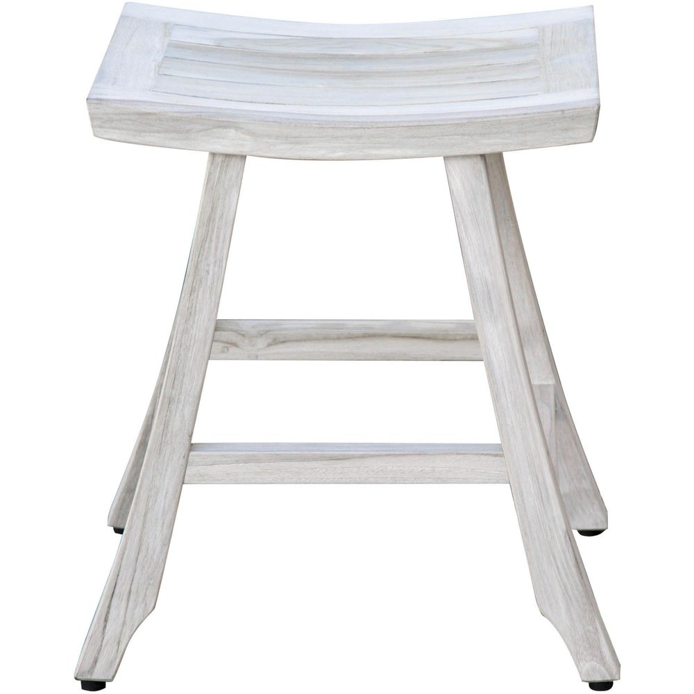 24" X 20" White Teak Square Shower Bench HomeRoots