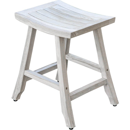 24" X 15" White Teak Square Shower Bench HomeRoots