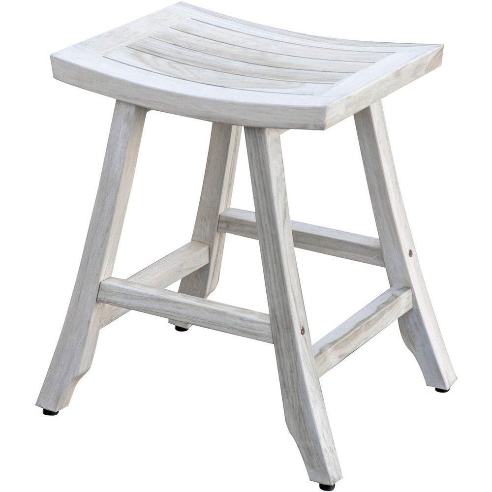 24" X 20" White Teak Square Shower Bench HomeRoots