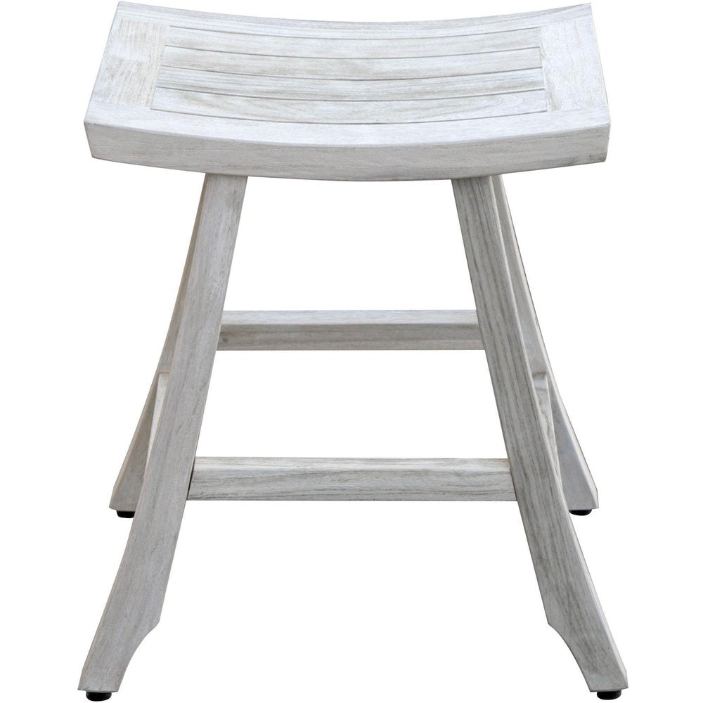 24" X 20" White Teak Square Shower Bench HomeRoots