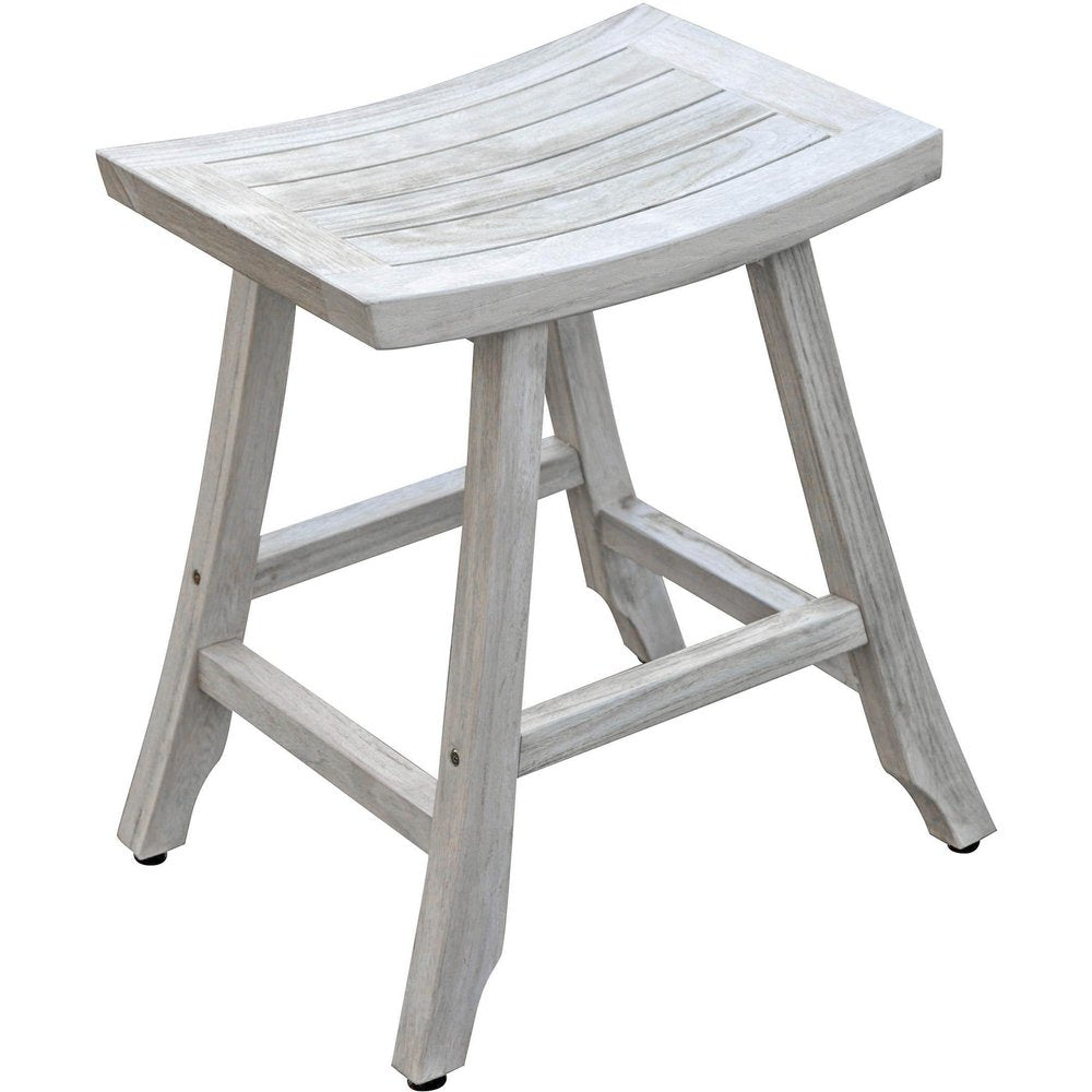 24" X 20" White Teak Square Shower Bench HomeRoots