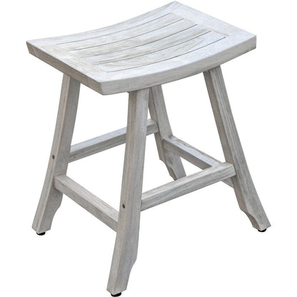 24" X 15" White Teak Square Shower Bench HomeRoots