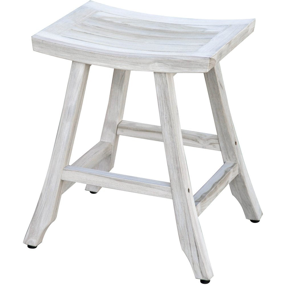 24" X 20" White Teak Square Shower Bench HomeRoots