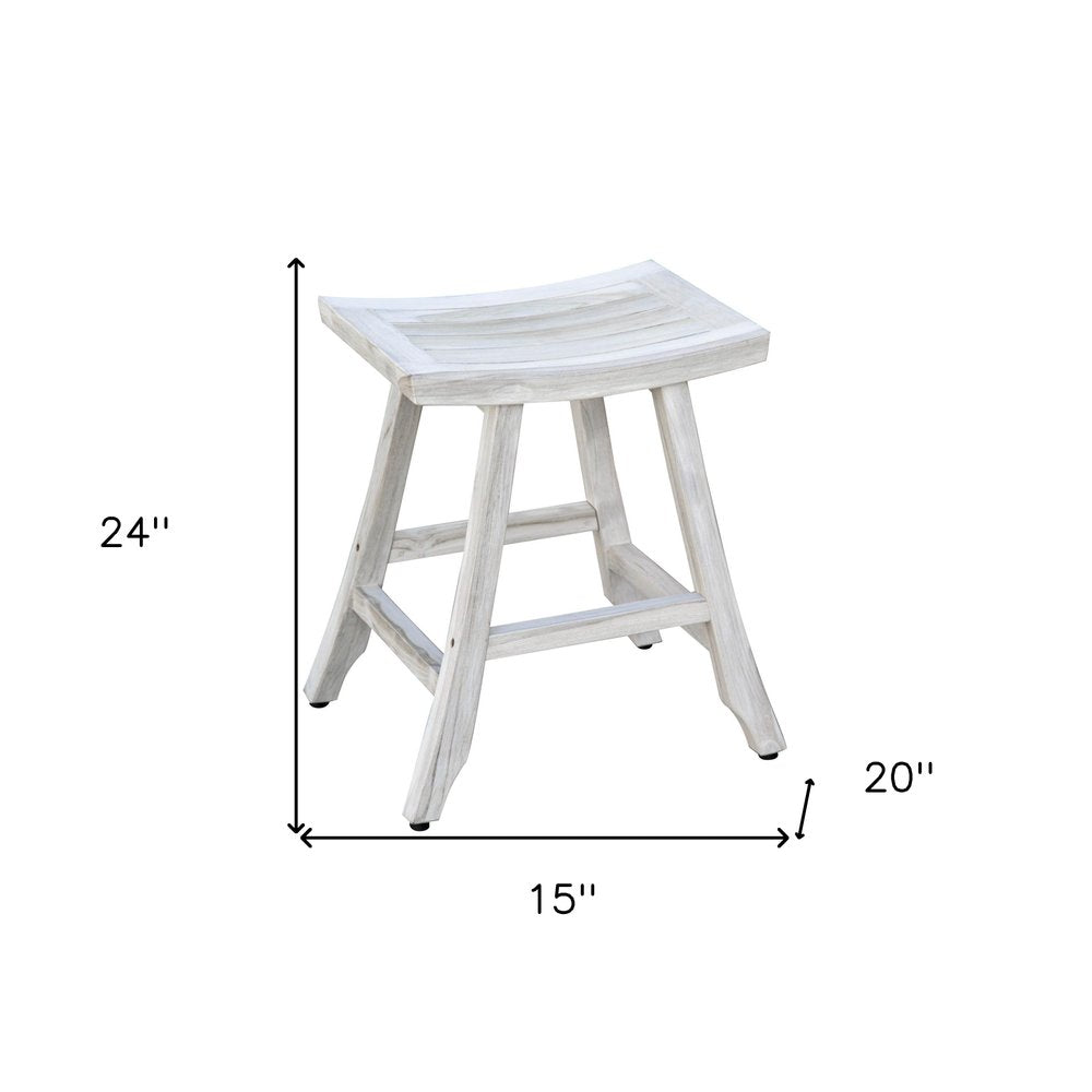 24" X 15" White Teak Square Shower Bench HomeRoots