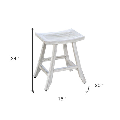 24" X 15" White Teak Square Shower Bench HomeRoots