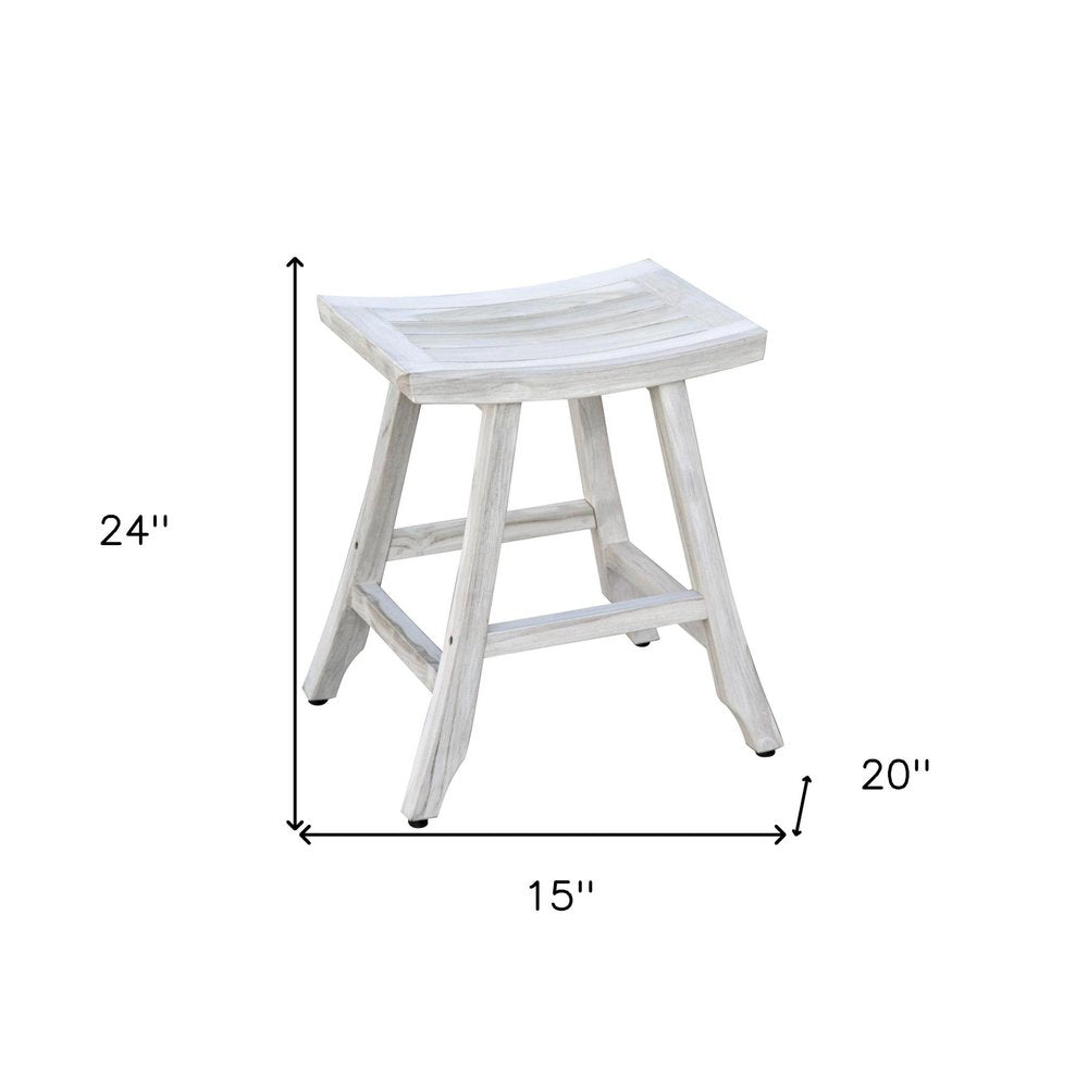 24" X 20" White Teak Square Shower Bench HomeRoots