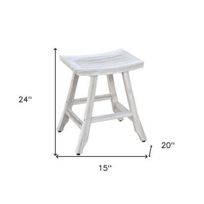 24" X 20" White Teak Square Shower Bench HomeRoots