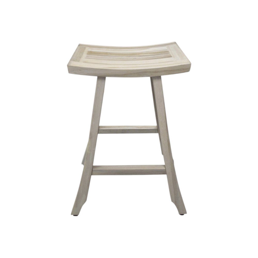 30" X 15" Light Gray Teak Square Shower Bench HomeRoots