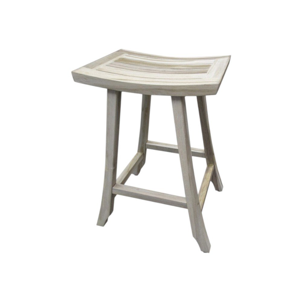 30" X 15" Light Gray Teak Square Shower Bench HomeRoots