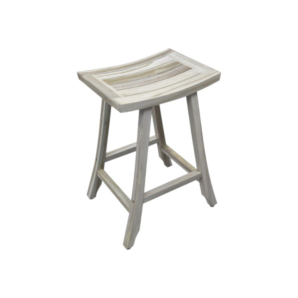 30" X 15" Light Gray Teak Square Shower Bench HomeRoots