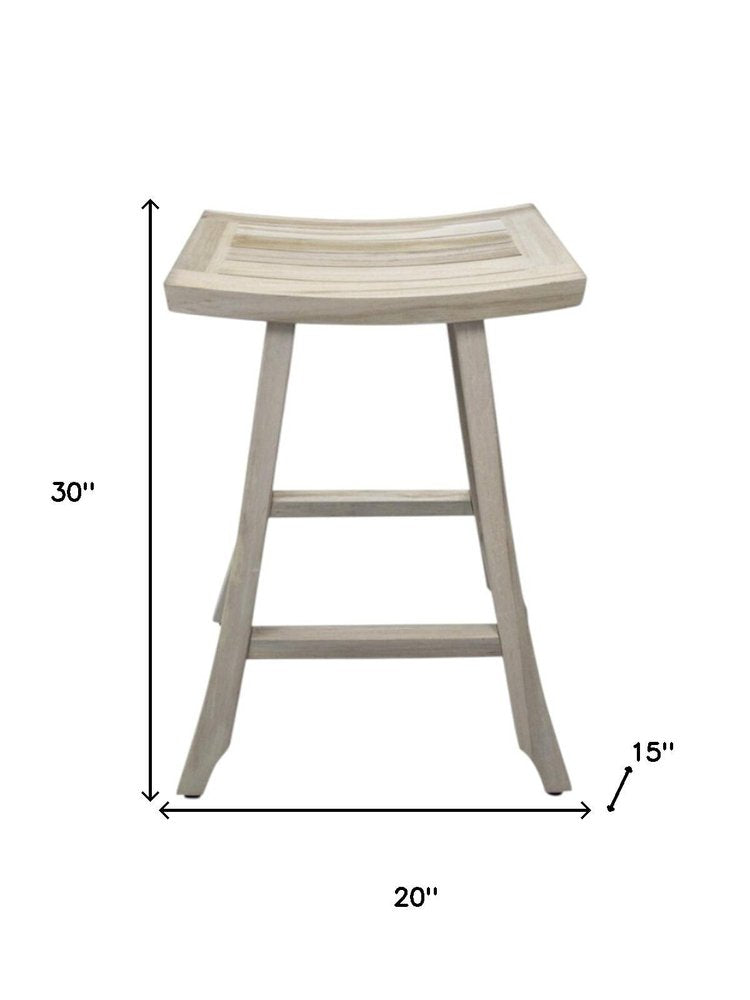 30" X 15" Light Gray Teak Square Shower Bench HomeRoots