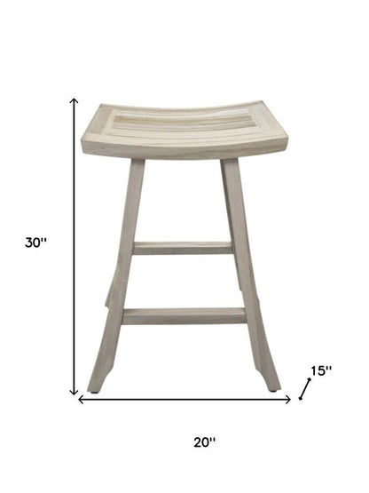 30" X 15" Light Gray Teak Square Shower Bench HomeRoots