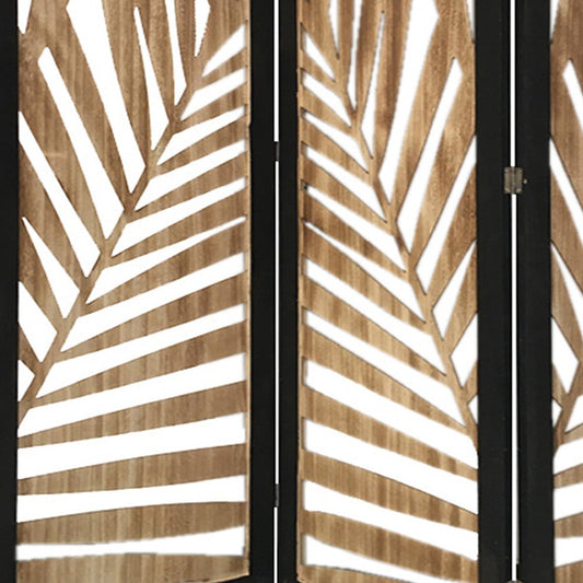 67" Brown Solid Wood Panel Screen Room Divider HomeRoots