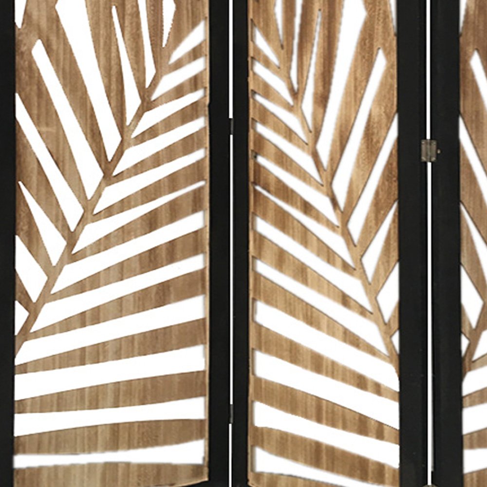 67" Brown Solid Wood Panel Screen Room Divider HomeRoots
