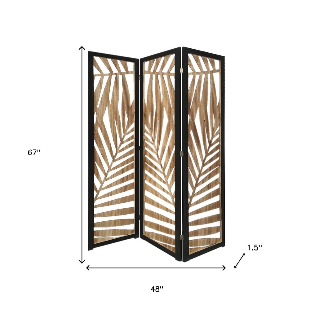 67" Brown Solid Wood Panel Screen Room Divider HomeRoots