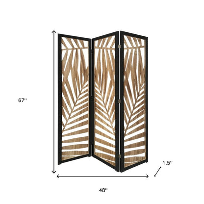67" Brown Solid Wood Panel Screen Room Divider HomeRoots