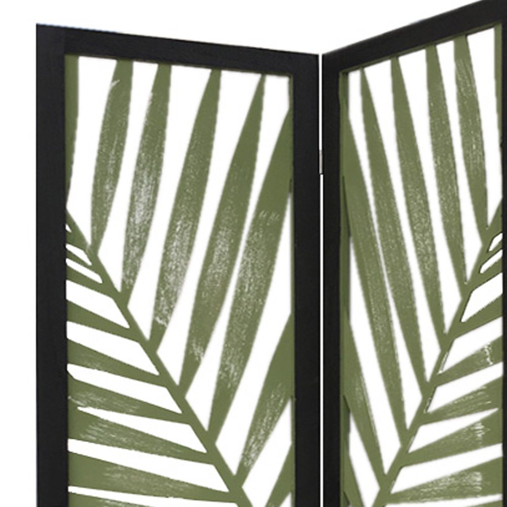 67" Green Solid WoodFolding Three Panel Screen Room Divider HomeRoots