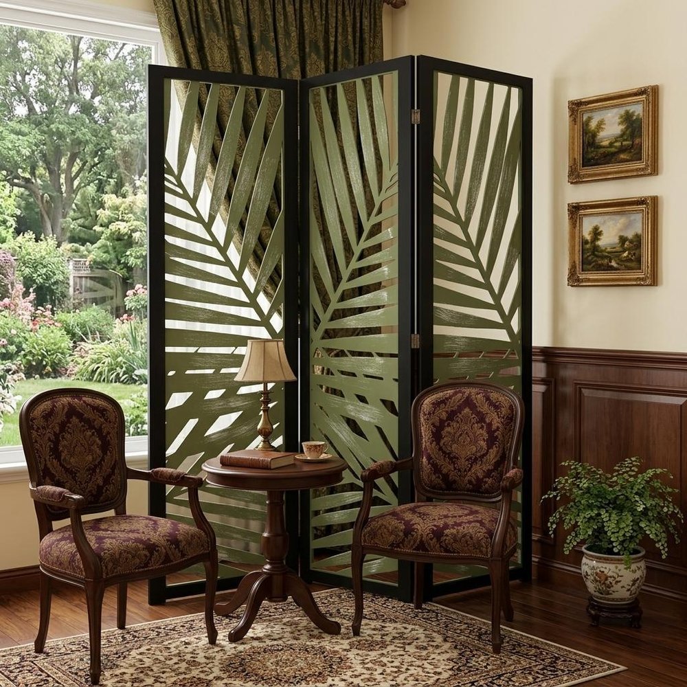 67" Green Solid Wood Panel Screen Room Divider HomeRoots