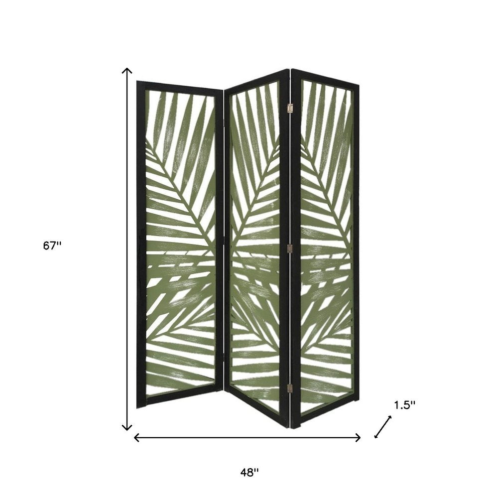 67" Green Solid Wood Panel Screen Room Divider HomeRoots