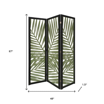 67" Green Solid Wood Panel Screen Room Divider HomeRoots