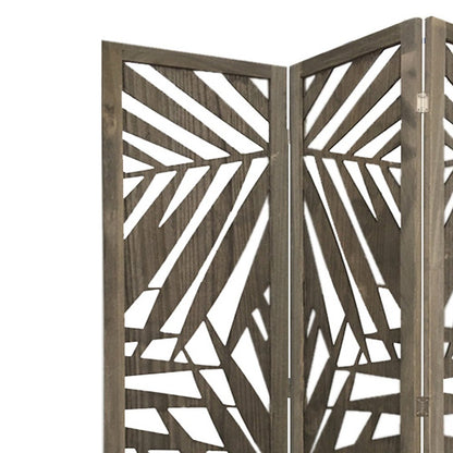 67" Gray Solid WoodFolding Three Panel Screen Room Divider HomeRoots