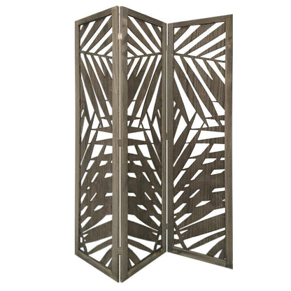 67" Gray Solid Wood Panel Screen Room Divider HomeRoots