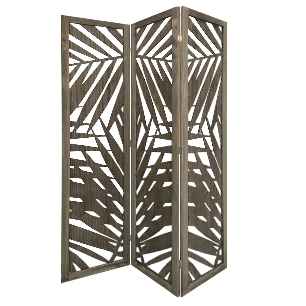 67" Gray Solid Wood Panel Screen Room Divider HomeRoots