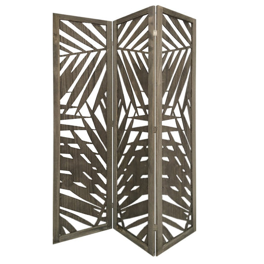 67" Gray Solid Wood Panel Screen Room Divider HomeRoots