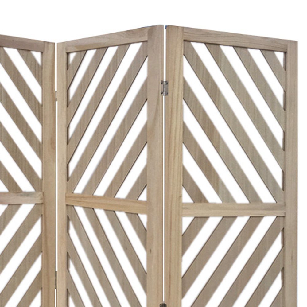67" Brown Solid WoodFolding Three Panel Screen Room Divider HomeRoots