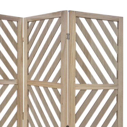 67" Brown Solid WoodFolding Three Panel Screen Room Divider HomeRoots