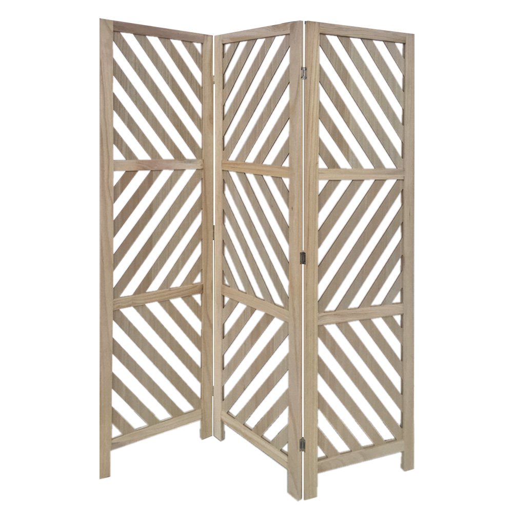 67" Brown Solid WoodFolding Three Panel Screen Room Divider HomeRoots