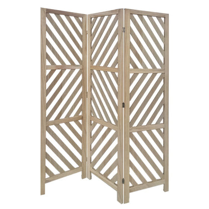 67" Brown Solid WoodFolding Three Panel Screen Room Divider HomeRoots