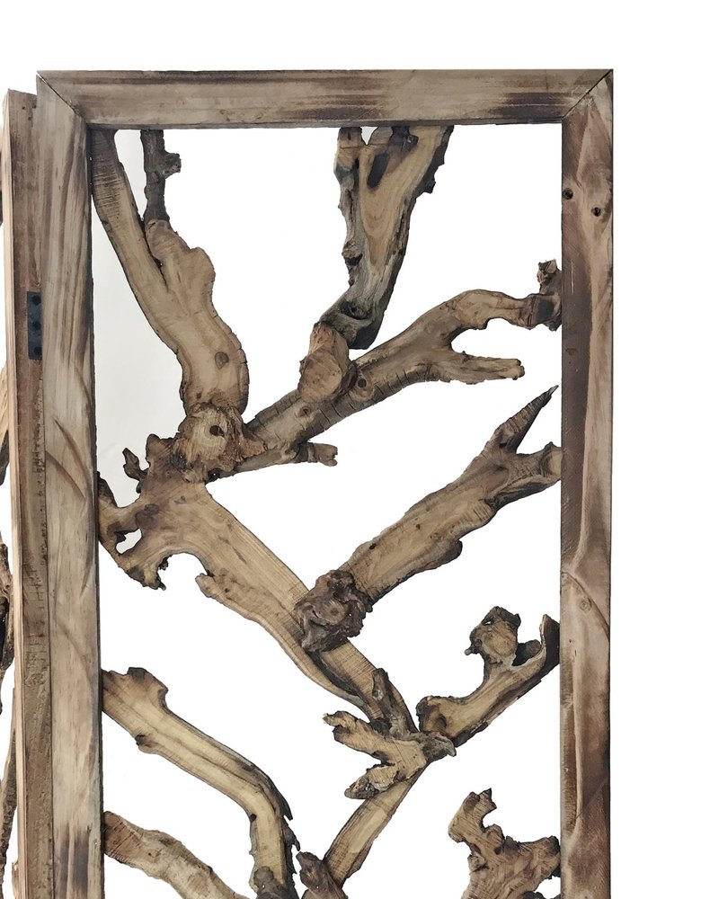 84" Brown Solid WoodFolding Four Panel Screen Room Divider HomeRoots