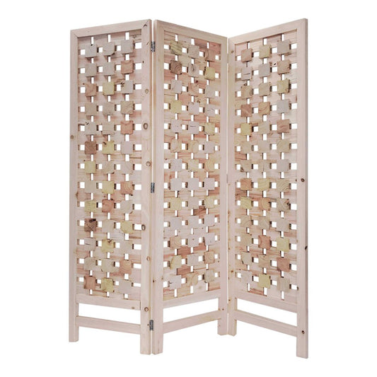 72" Pink Solid Wood Folding Three Panel Screen Room Divider HomeRoots