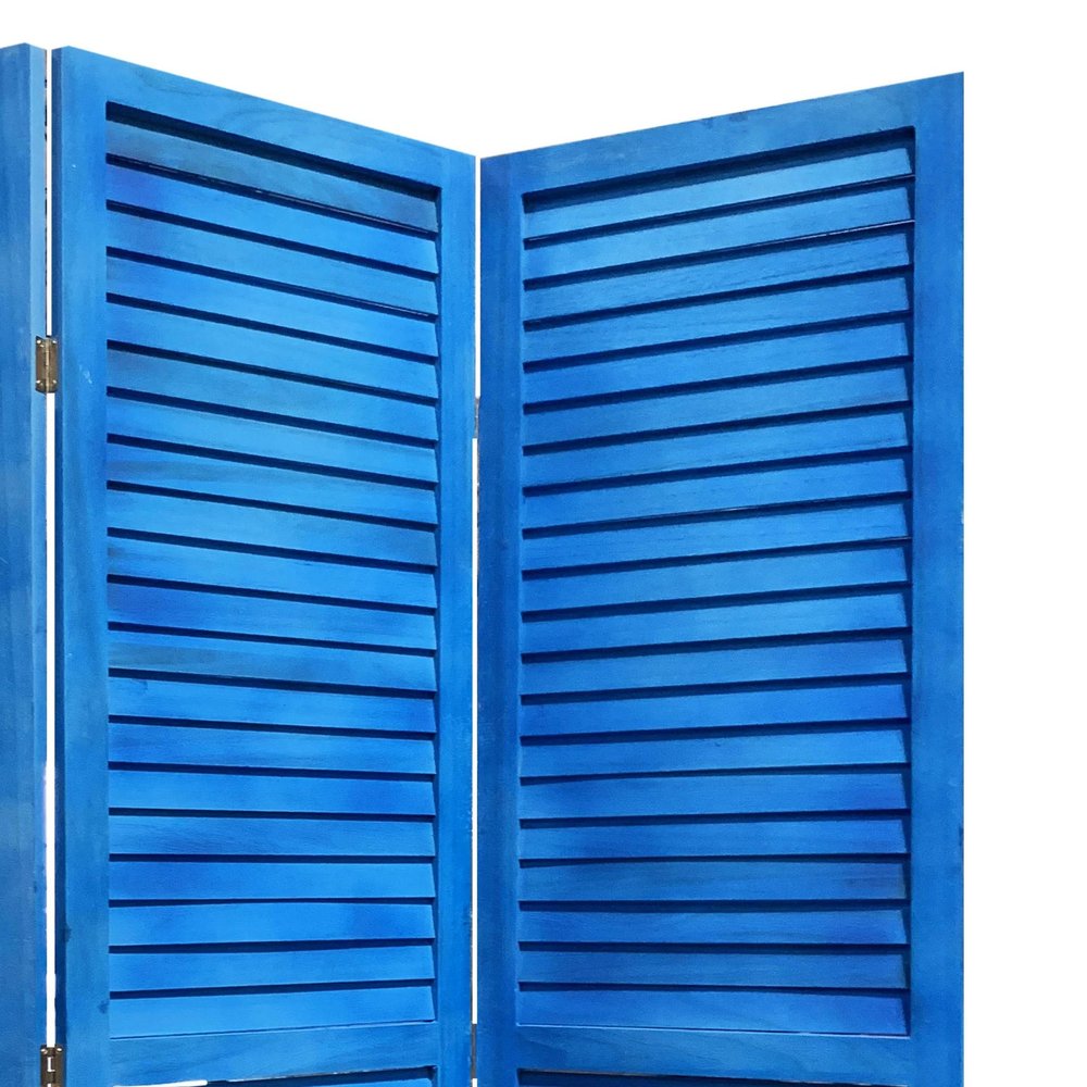 67" Light Blue Folding Three Panel Screen Room Divider HomeRoots