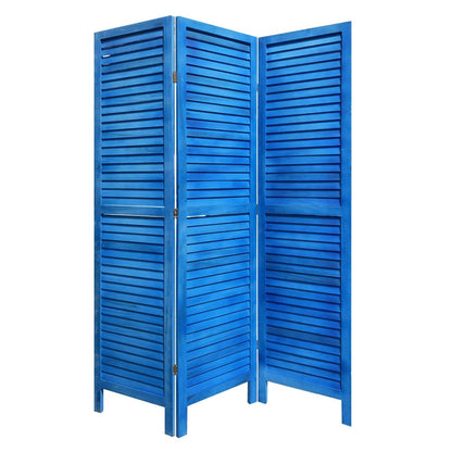 67" Light Blue Folding Three Panel Screen Room Divider HomeRoots