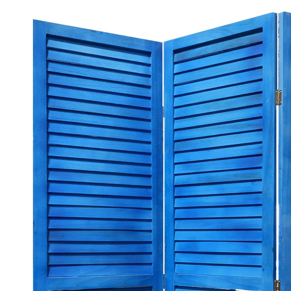 67" Light Blue Folding Three Panel Screen Room Divider HomeRoots