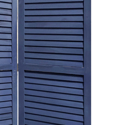 67" Dark Blue Solid Wood Folding Three Panel Screen Room Divider HomeRoots