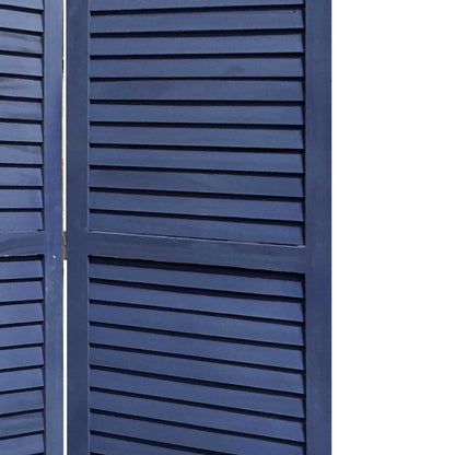 67" Dark Blue Solid Wood Folding Three Panel Screen Room Divider HomeRoots