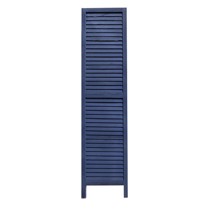 67" Dark Blue Solid Wood Folding Three Panel Screen Room Divider HomeRoots