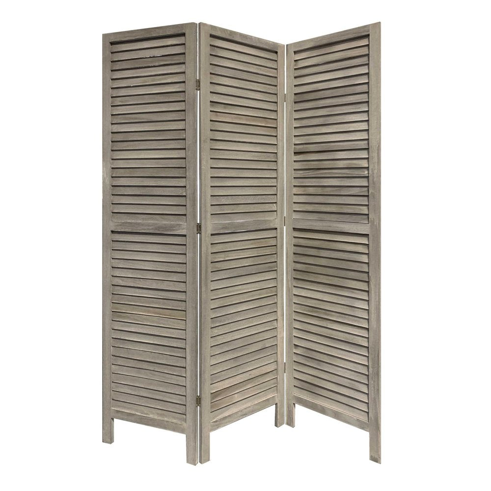 67" Gray Folding Three Panel Screen Room Divider HomeRoots