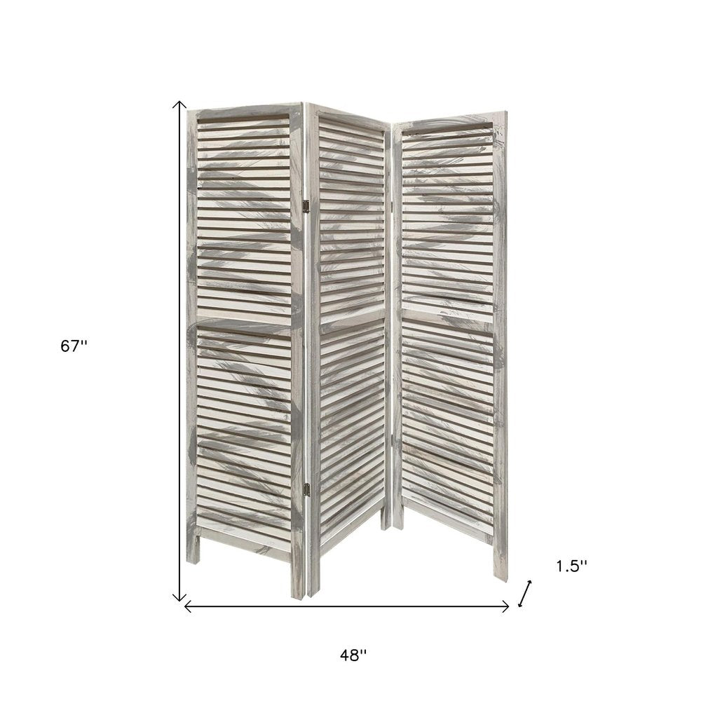 67" Gray Folding Three Panel Screen Room Divider HomeRoots