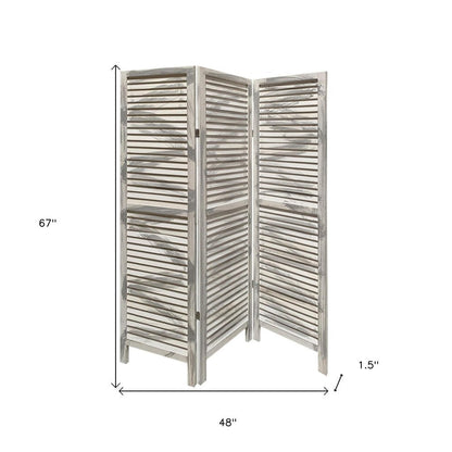 67" Gray Folding Three Panel Screen Room Divider HomeRoots