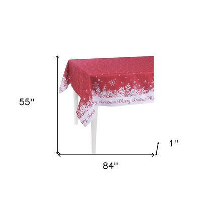 84" Merry Christmas Printed Rectangle Tablecloth In Red - FurniFindUSA