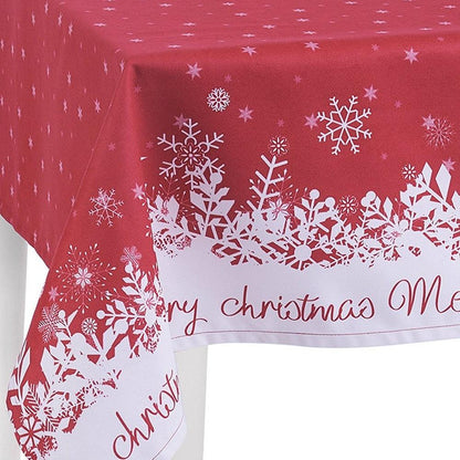 84" Merry Christmas Printed Rectangle Tablecloth In Red - FurniFindUSA